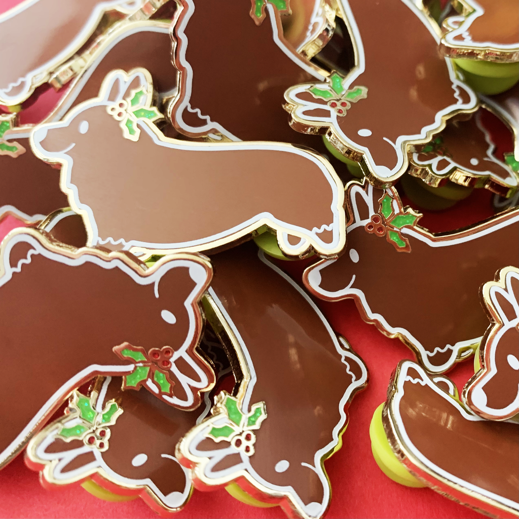 Fred & Ginger Bread Corgi Cookie Hard Enamel Pins - Momo Patch