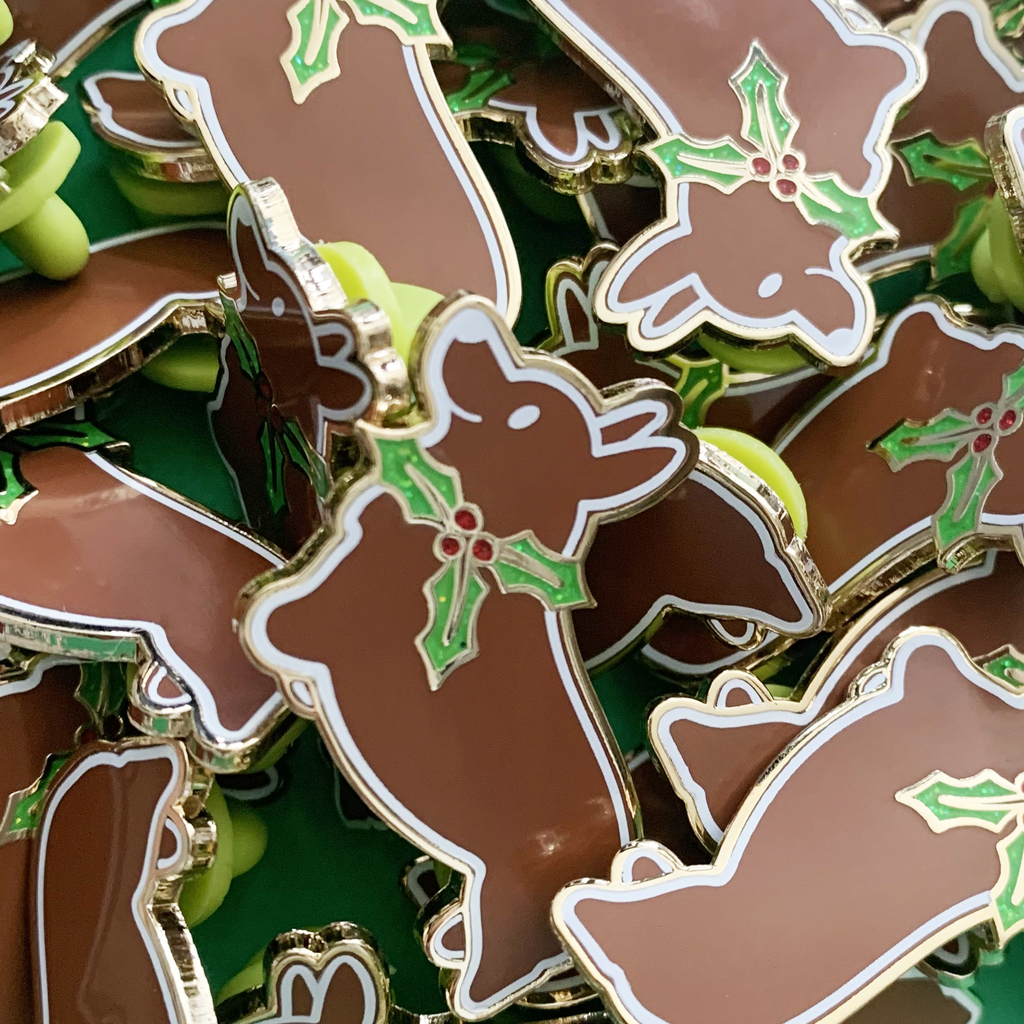 Fred & Ginger Bread Corgi Cookie Hard Enamel Pins - Momo Patch
