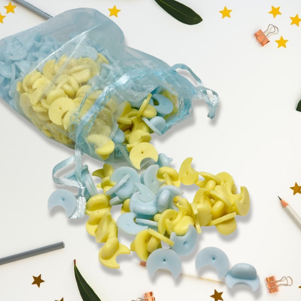 Half-Moon Rubber Pin Backings - Light Blue or Light Yellow - Momo Patch