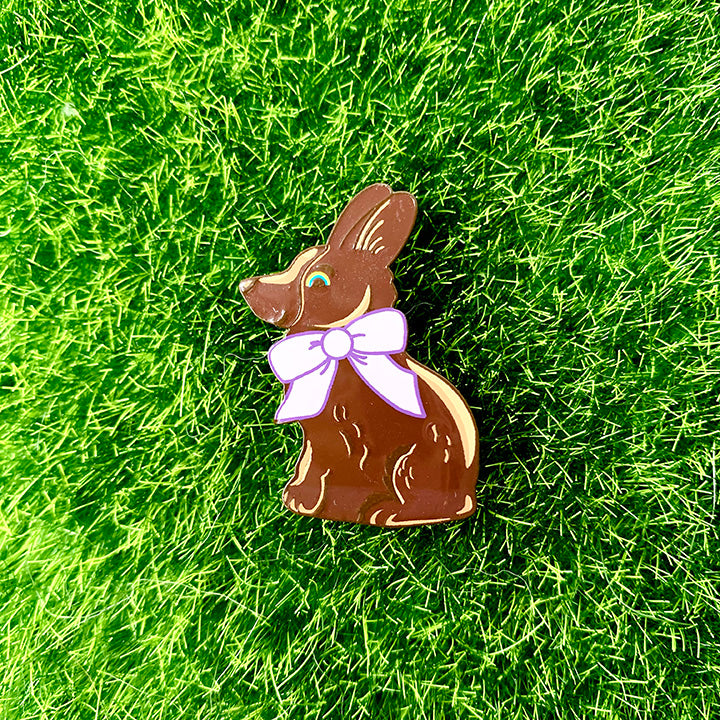 Corgbury Solid Milk Chocolate Easter Corgi Soft Enamel Pin - Momo Patch