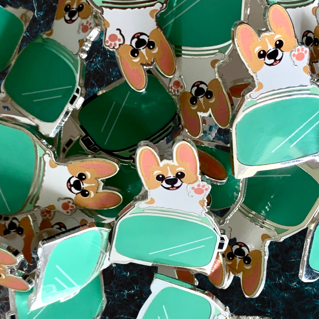 Toasties Corgi Toaster Hard Enamel Pins - Momo Patch