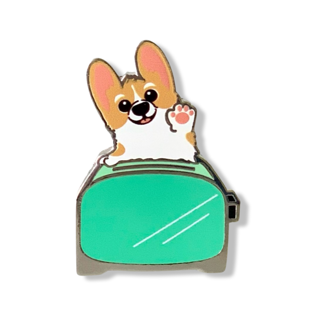 Toasties Corgi Toaster Hard Enamel Pins - Momo Patch
