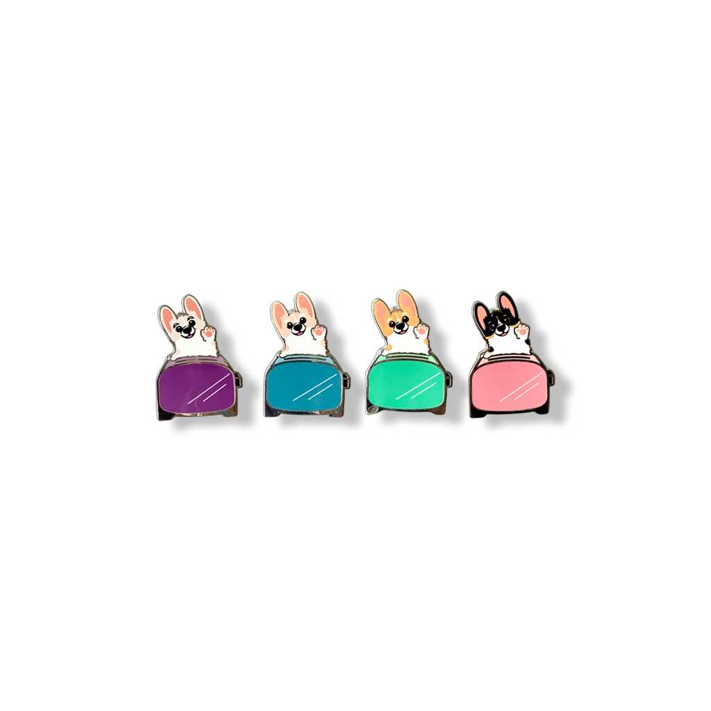 Toasties Corgi Toaster Hard Enamel Pins - Momo Patch
