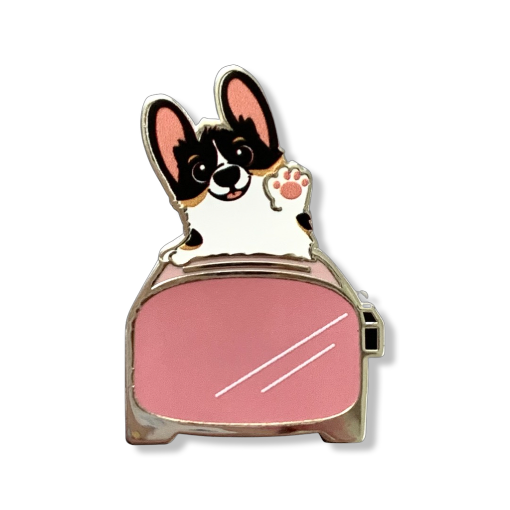 Toasties Corgi Toaster Hard Enamel Pins - Momo Patch