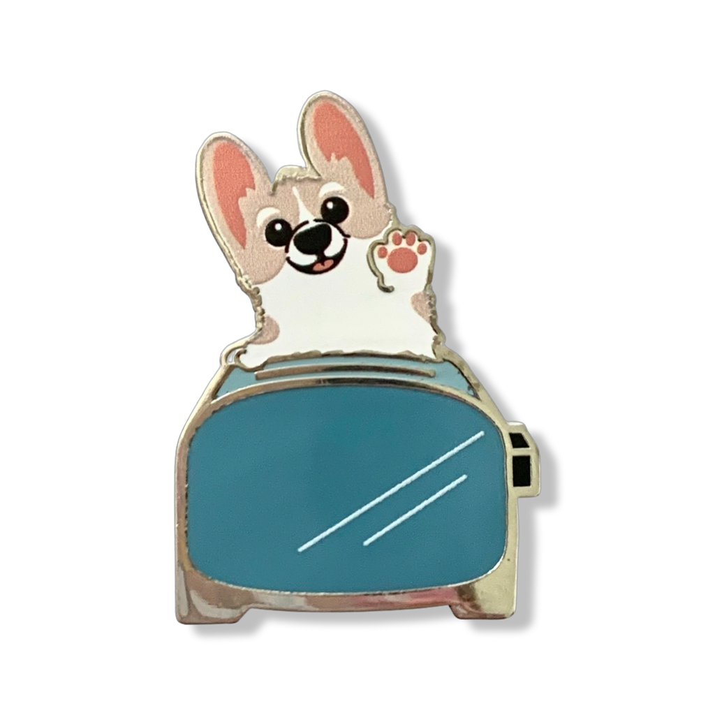 Toasties Corgi Toaster Hard Enamel Pins - Momo Patch