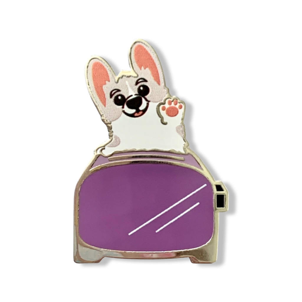 Toasties Corgi Toaster Hard Enamel Pins - Momo Patch