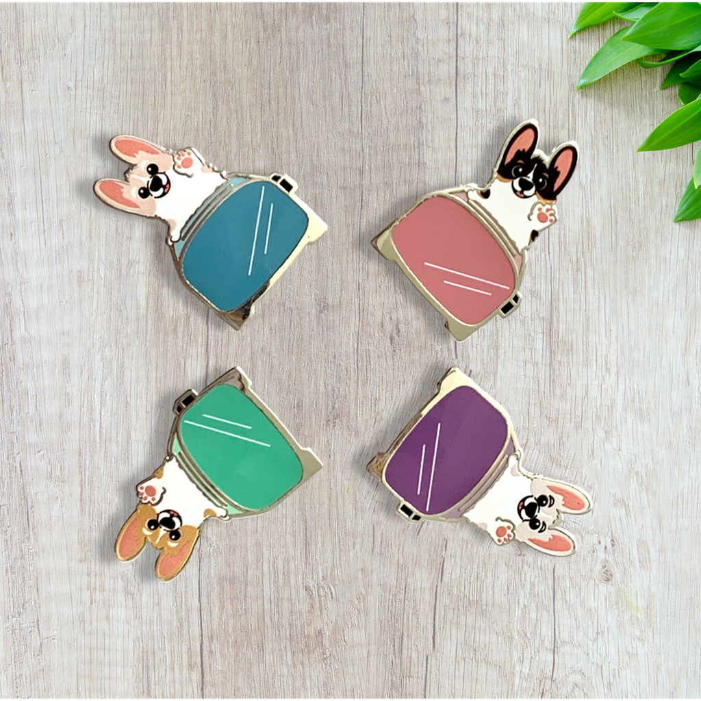 Toasties Corgi Toaster Hard Enamel Pins - Momo Patch