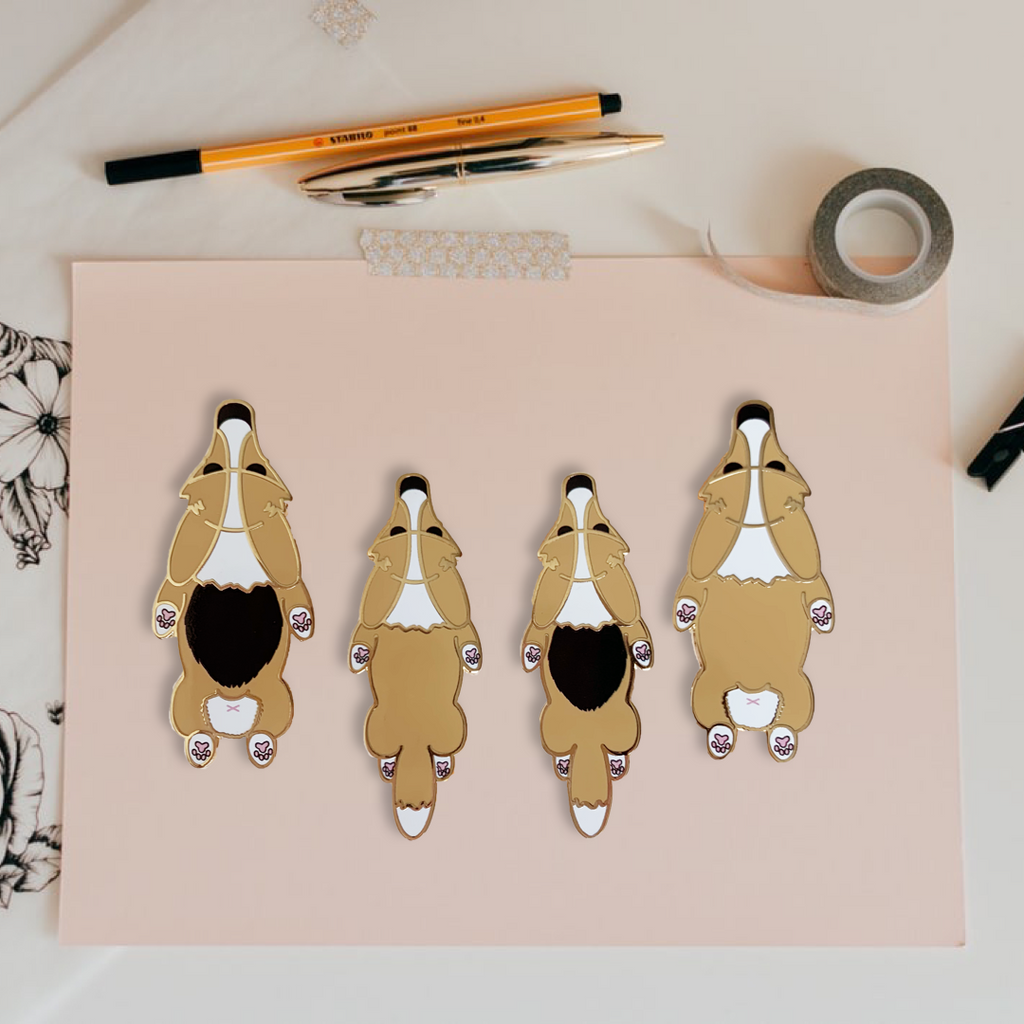 SPLOOTICUS Large Corgi Hard Enamel Pins Tail OR Nub - Momo Patch