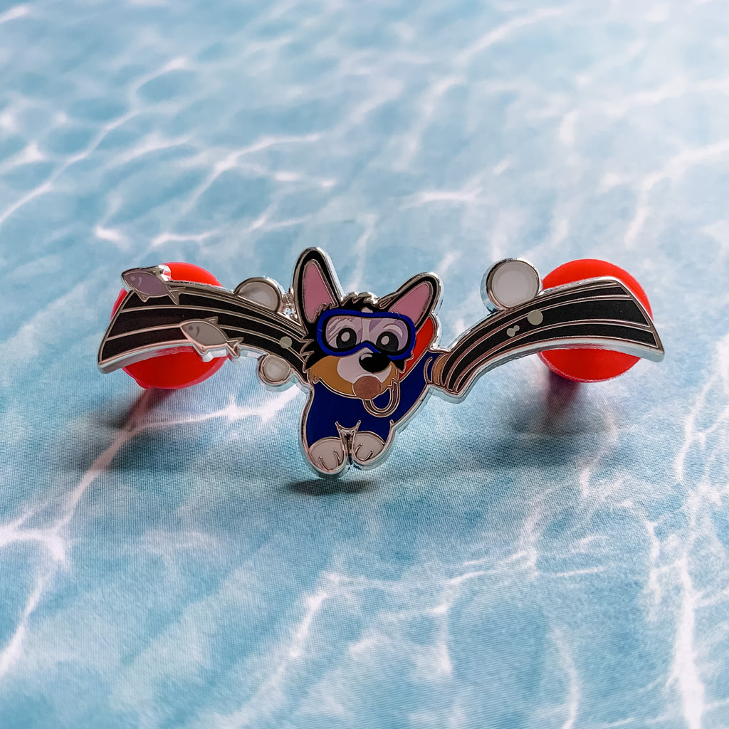 Snorkel and Scuba Corgi Hard Enamel Pins - Momo Patch