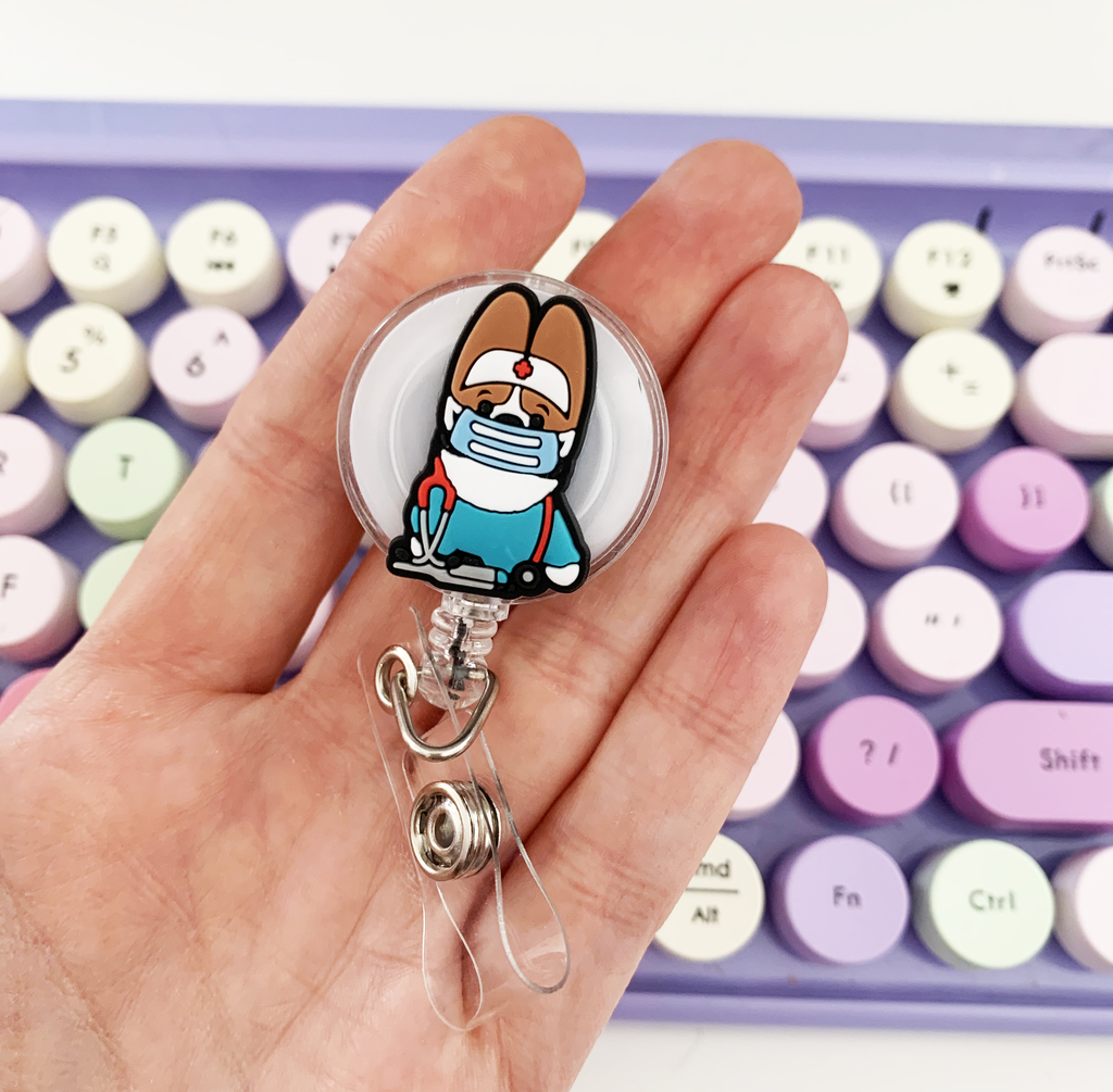 Corgi Nurse Badge Reel - Momo Patch