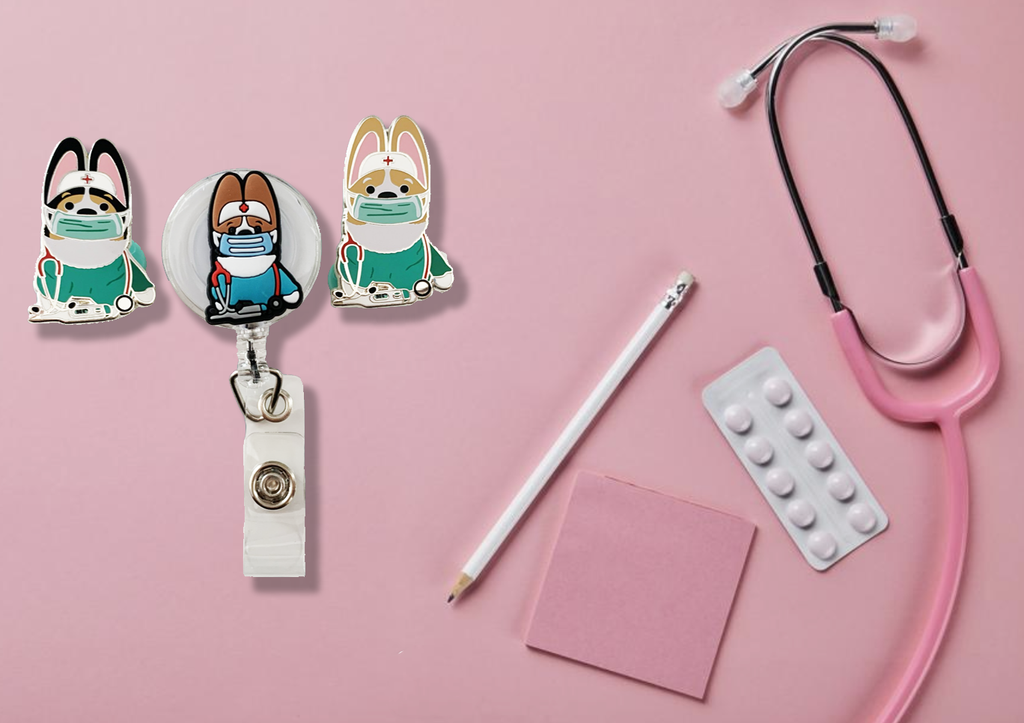 Corgi Nurse Badge Reel - Momo Patch