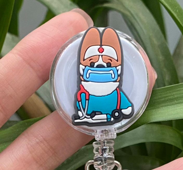 Corgi Nurse Badge Reel - Momo Patch