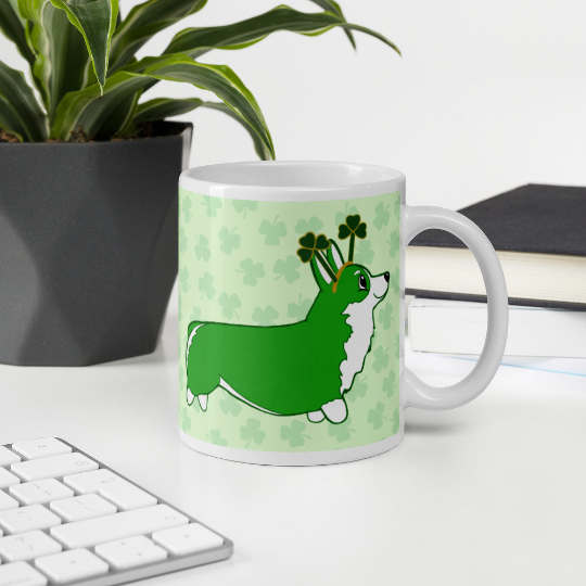 MADE-TO-ORDER St. Pawtrick's Day O'Corgi Shamrock Mug | 11oz or 15oz | FREE SHIPPING! - Momo Patch