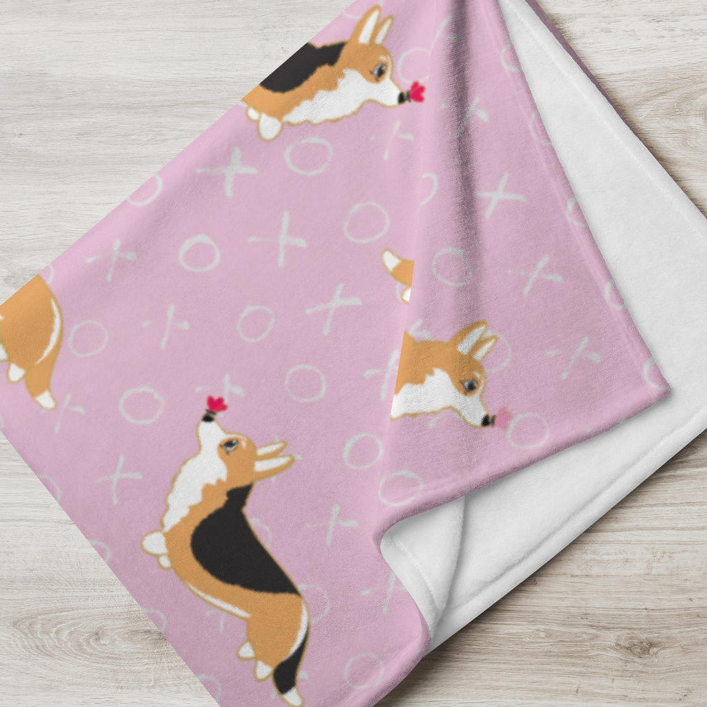 MADE-TO-ORDER Corgi Tails Valentine Throw 50" x 60" FREE SHIPPING! - Momo Patch