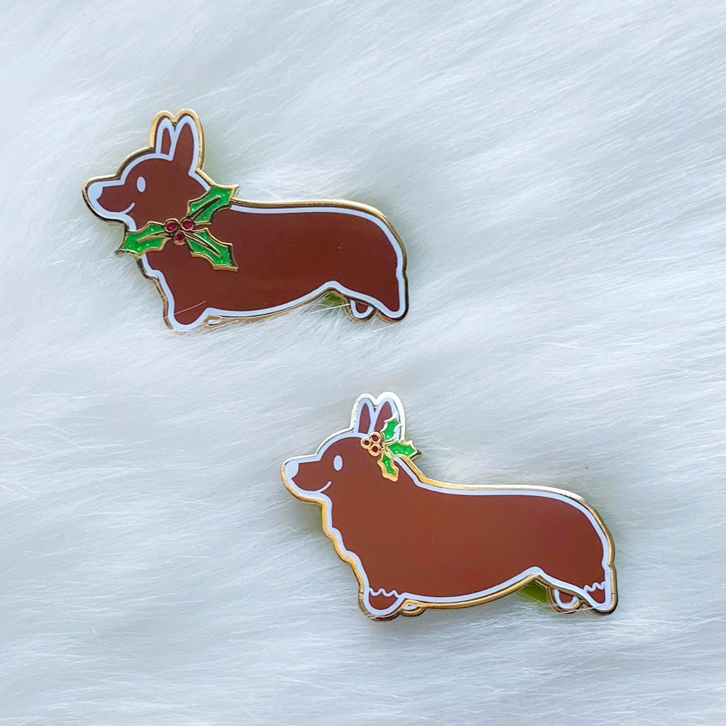 Fred & Ginger Bread Corgi Cookie Hard Enamel Pins - Momo Patch