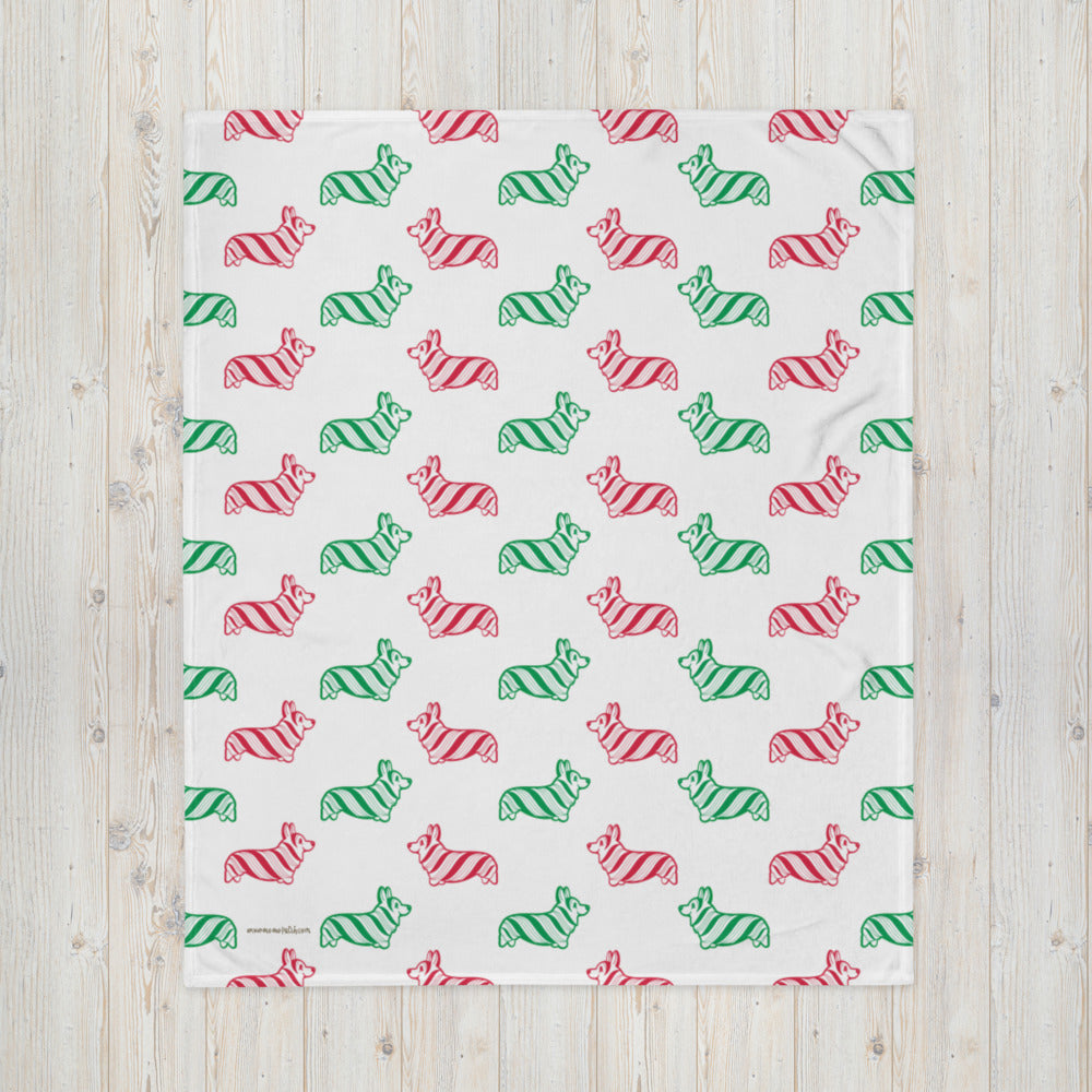 MADE-TO-ORDER Peppermint Bark! Merry Corgmas Corgi Throw | 50” x 60” | FREE SHIPPING! - Momo Patch