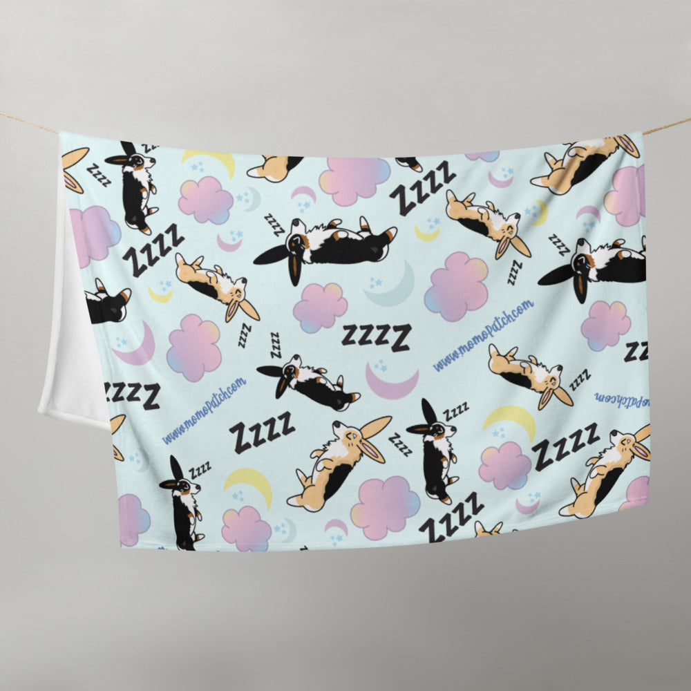 MADE-TO-ORDER Sleepy Zzz's Napping Corgi Throw | 50"x60" | Tri Corgis | Various Colors | FREE SHIPPING! - Momo Patch