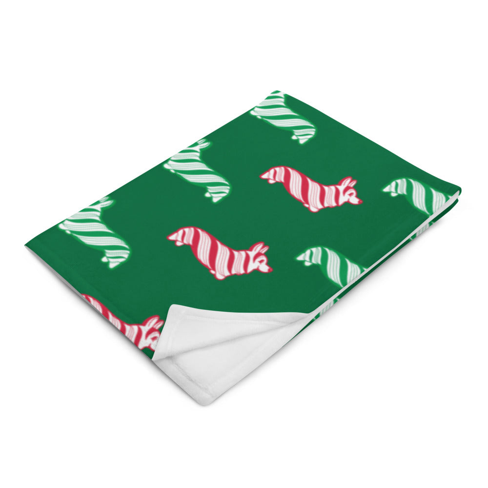 MADE-TO-ORDER Peppermint Bark! Merry Corgmas Corgi Throw | 50” x 60” | FREE SHIPPING! - Momo Patch