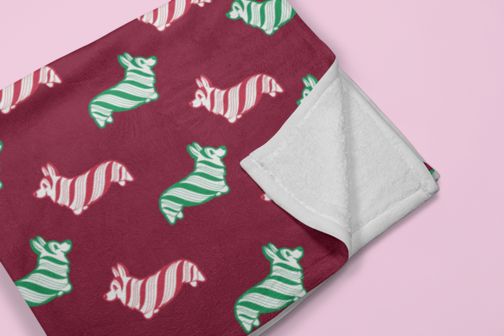 MADE-TO-ORDER Peppermint Bark! Merry Corgmas Corgi Throw | 50” x 60” | FREE SHIPPING! - Momo Patch