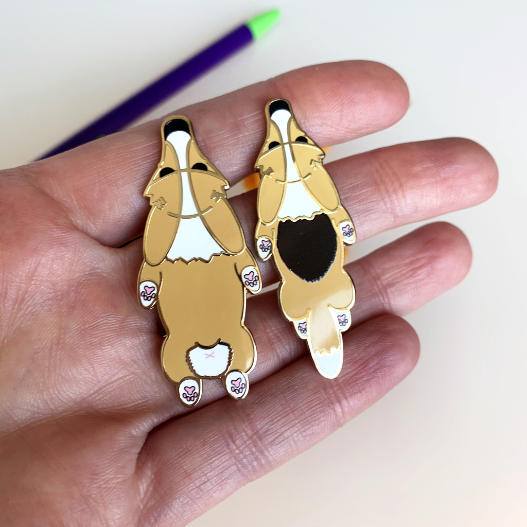 SPLOOTICUS Large Corgi Hard Enamel Pins Tail OR Nub - Momo Patch