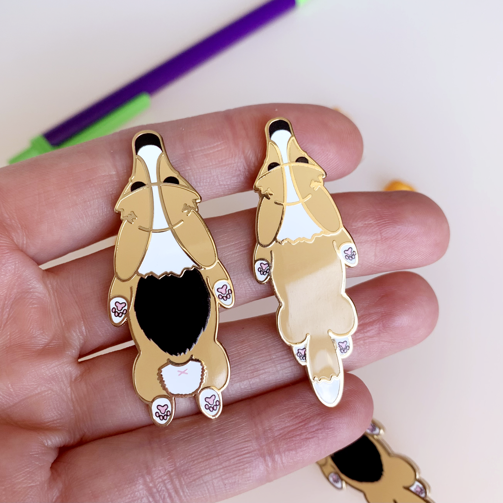 SPLOOTICUS Large Corgi Hard Enamel Pins Tail OR Nub - Momo Patch
