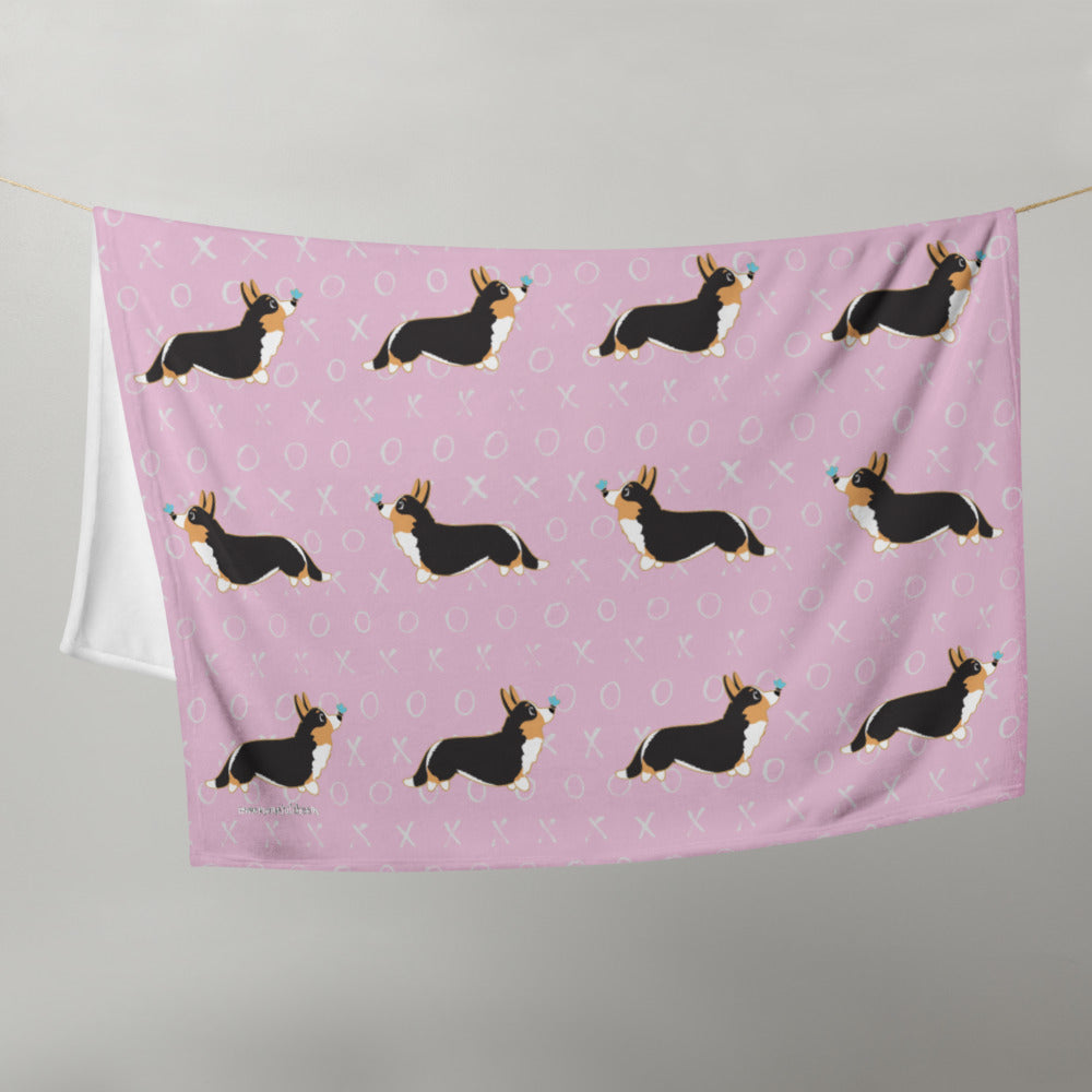 MADE-TO-ORDER Corgi Tails Valentine Throw 50" x 60" FREE SHIPPING! - Momo Patch
