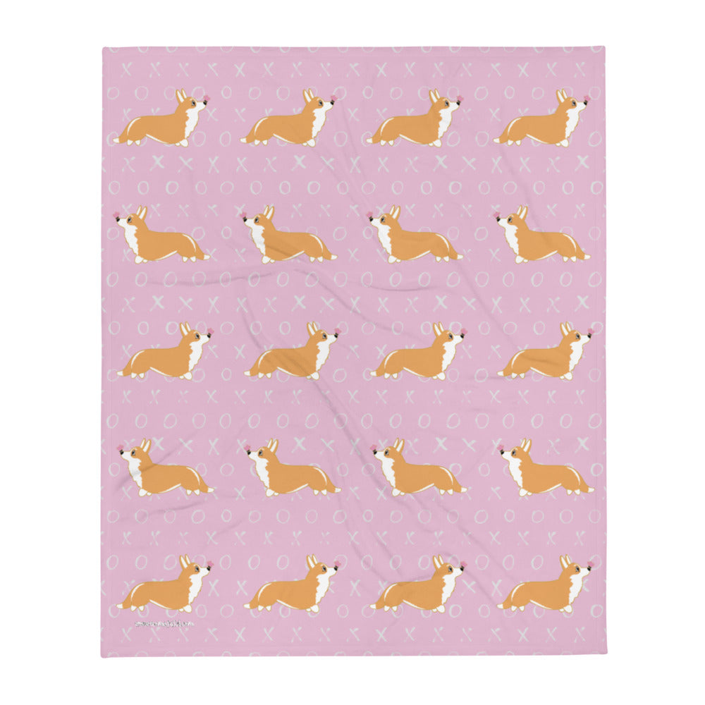 MADE-TO-ORDER Corgi Tails Valentine Throw 50" x 60" FREE SHIPPING! - Momo Patch