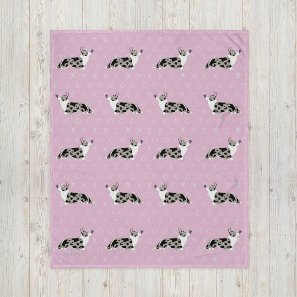 MADE-TO-ORDER Corgi Tails Valentine Throw 50" x 60" FREE SHIPPING! - Momo Patch