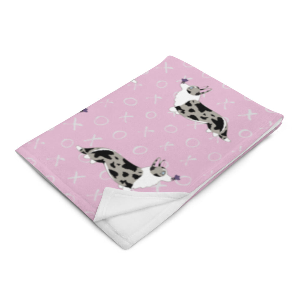 MADE-TO-ORDER Corgi Tails Valentine Throw 50" x 60" FREE SHIPPING! - Momo Patch